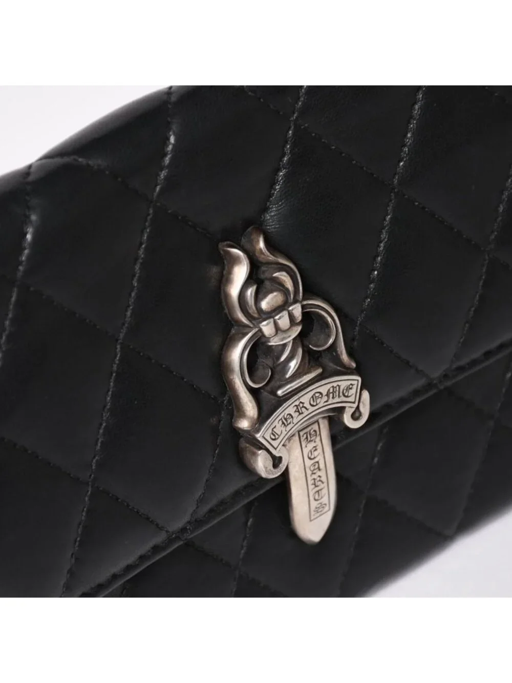Chrome Hearts Dinner Clutch Large Dagger Matelasse Lambskin Black